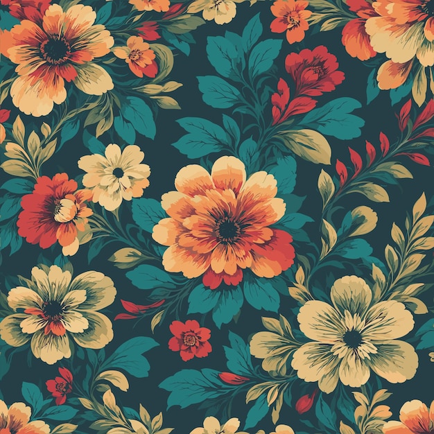 Colorful floral print background Seamless floral pattern with bright colorful flowers pattern