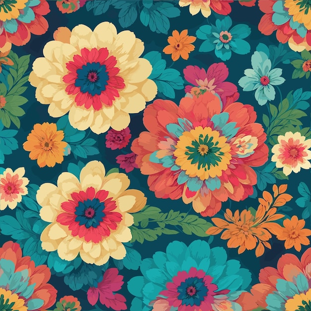 Colorful floral print background Seamless floral pattern with bright colorful flowers pattern