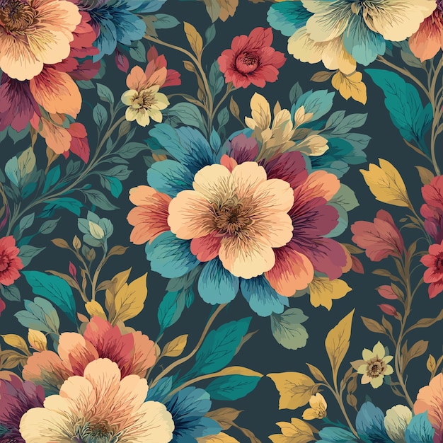 Colorful floral print background Seamless floral pattern with bright colorful flowers pattern