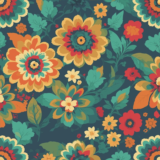 Colorful floral print background Seamless floral pattern with bright colorful flowers pattern