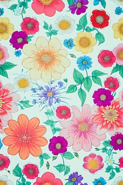 colorful floral seamless pattern design_repeatable_seamless_patternarrange randomly flower pattern