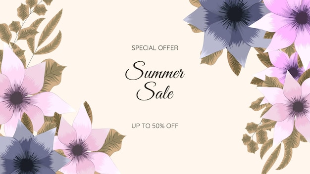 Colorful Floral Summer Sale background flower template for banner