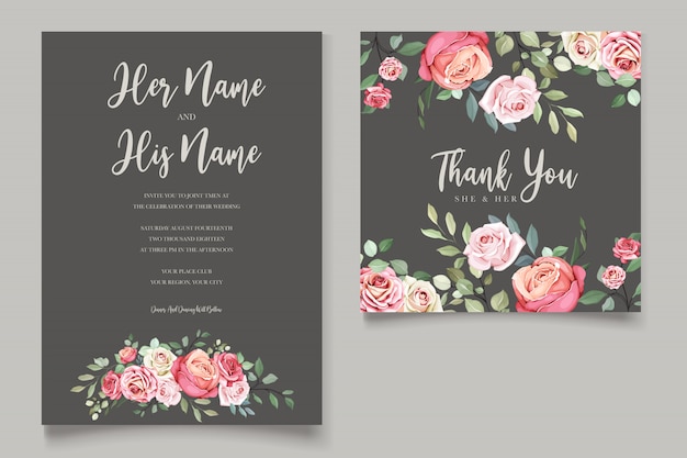 colorful floral wedding invitation 