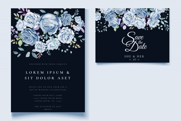 colorful floral wedding invitation 