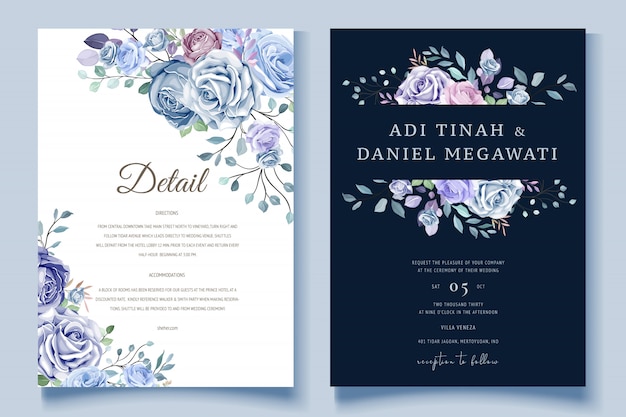 colorful floral wedding invitation 