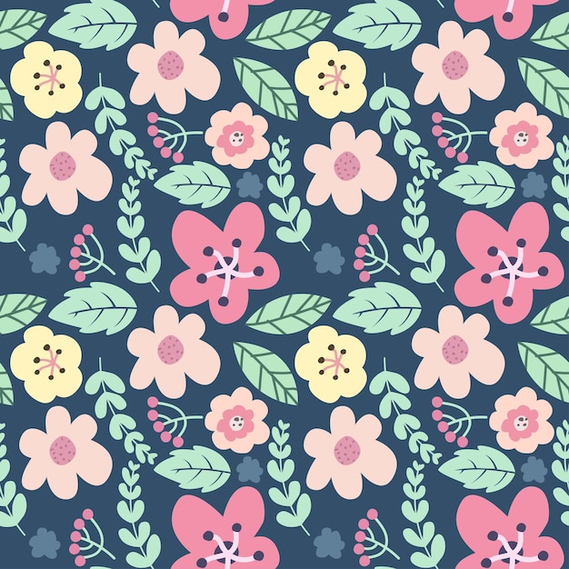 Colorful floral with toucan seamless pattern