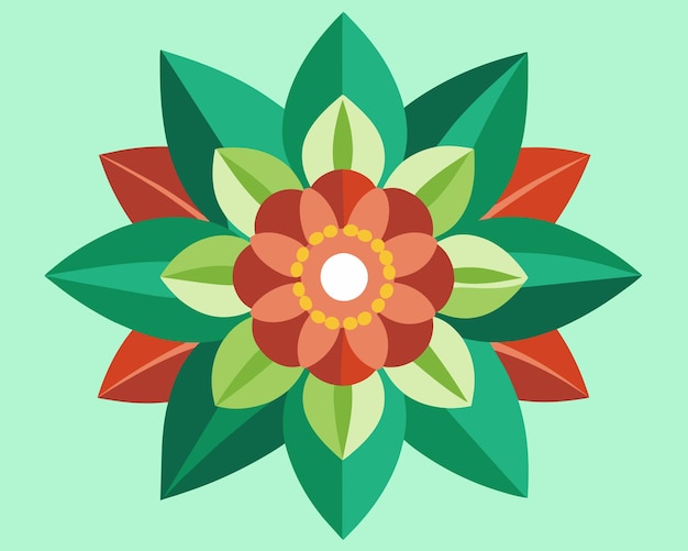 a colorful flower design is shown in a green background