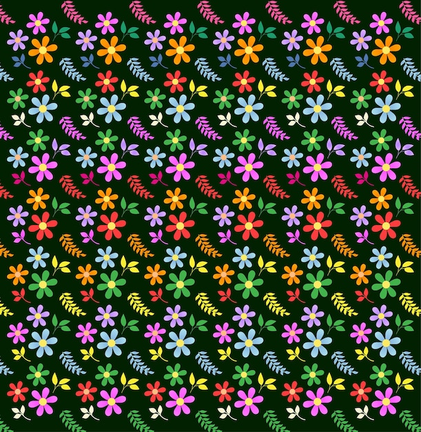 Colorful Flower Floral pattern design vector Beautiful leaves and flower pattern design template vector