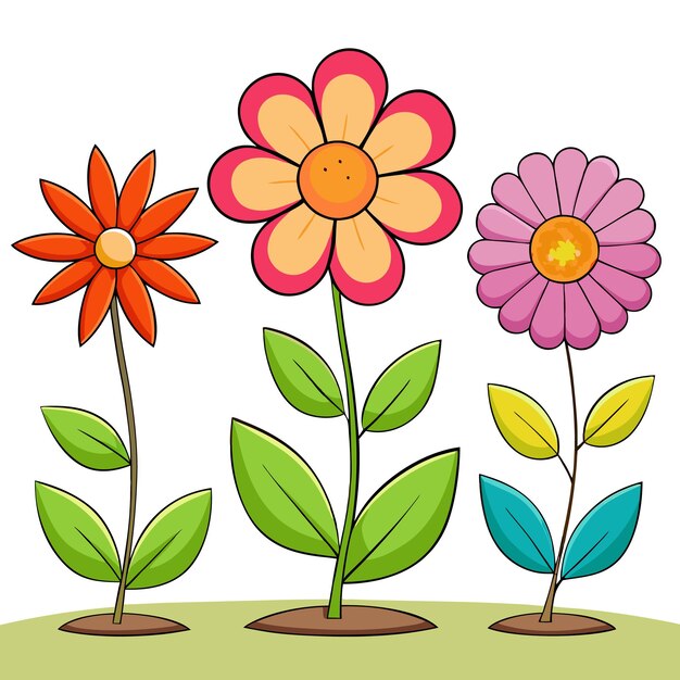 Vector colorful flower icon set vector design