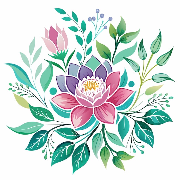 a colorful flower is shown in a drawing of a lotus flower