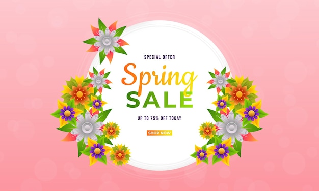 Colorful flower and leaf card design for your next spring sale