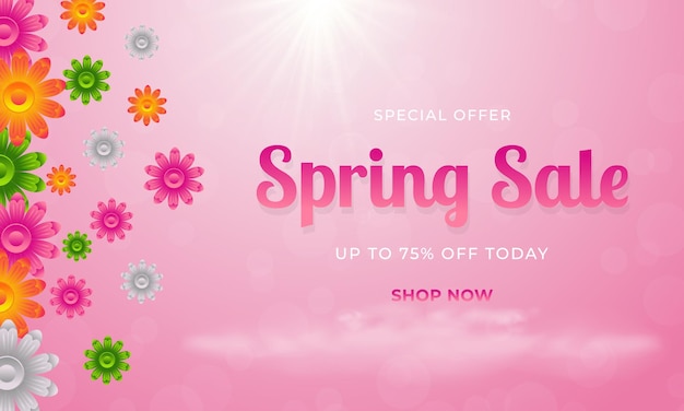 Colorful flower and leaf card design for your next spring sale