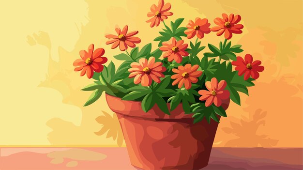 Colorful Flower Pot Vector Illustration