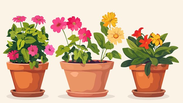 Vector colorful flower pot vector illustration