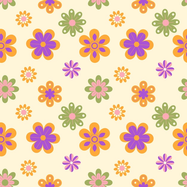 Colorful flower seamless pattern illustration