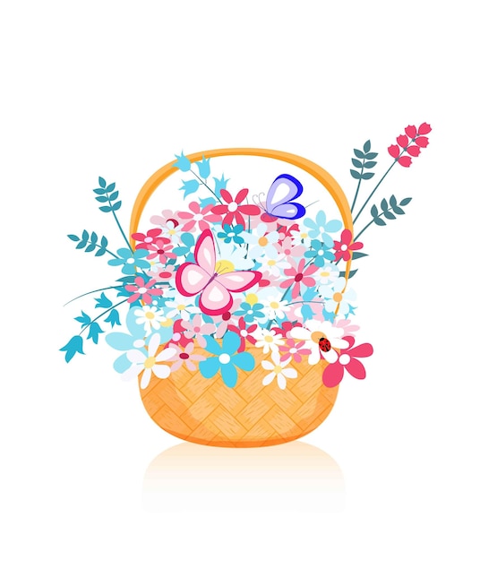 Colorful flowers in basket