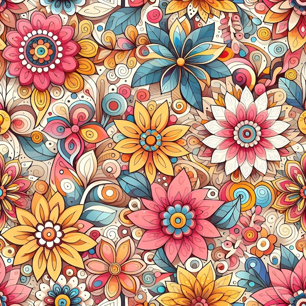 colorful flowers on a beige background