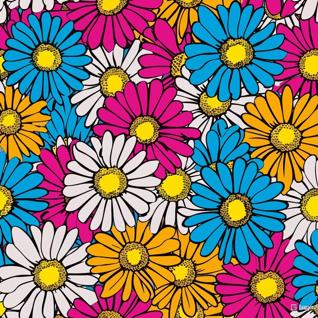 Vector colorful flowers on a colorful background