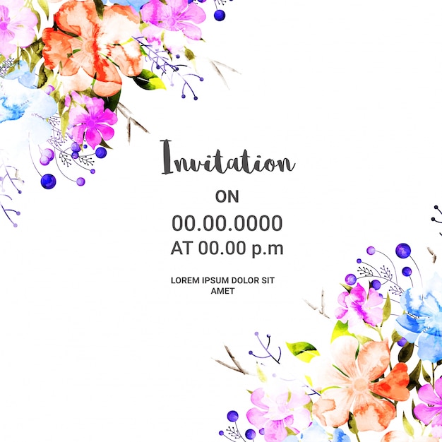 Colorful flowers decorated, Invitation Card.