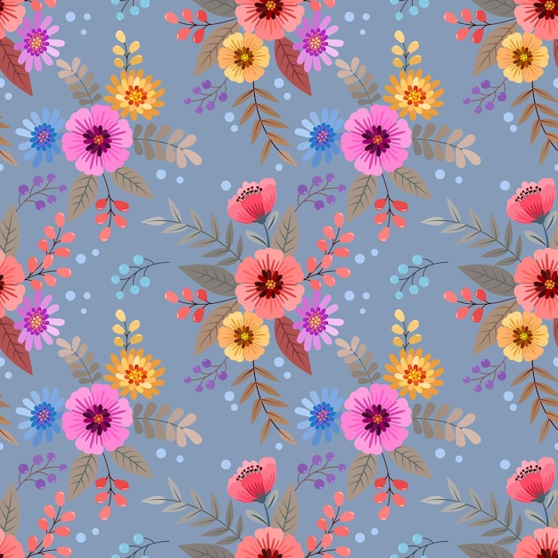 Colorful flowers design seamless pattern for fabric textile wallpaper prap paper