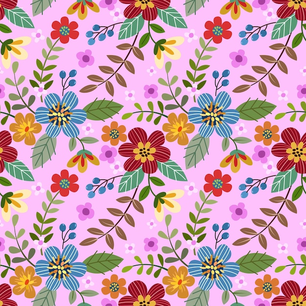 Colorful flowers design seamless pattern