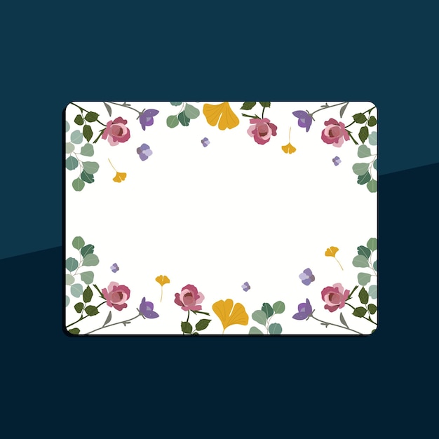 colorful flowers doodle frame with white background