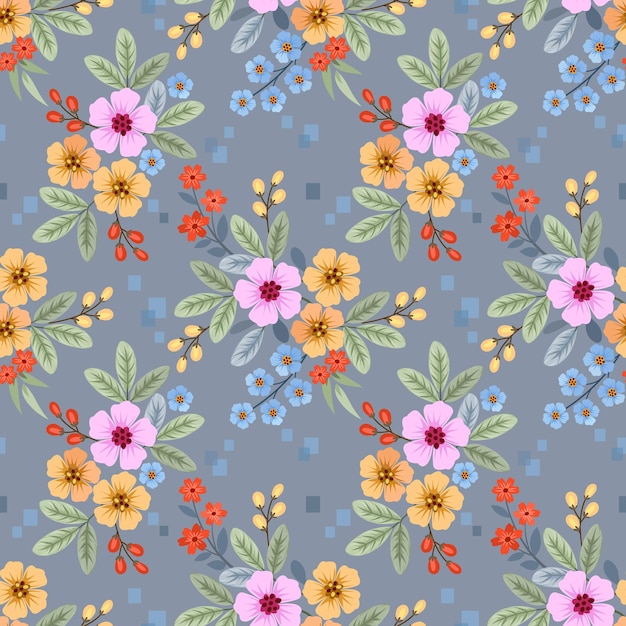 Colorful flowers and leaf design seamless pattern Can be used for fabric textile wallpaper