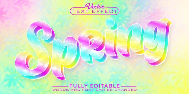 Colorful Flowers Spring Vector Editable Text Effect Template