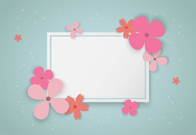 Colorful flowers with square frame