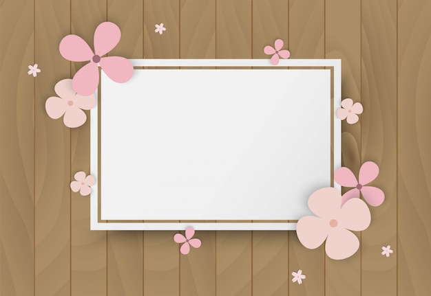 Colorful flowers on wooden frame