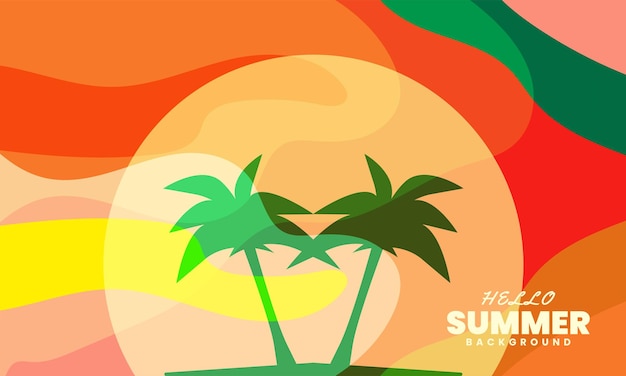 colorful fluid abstract background with island sunset summer design