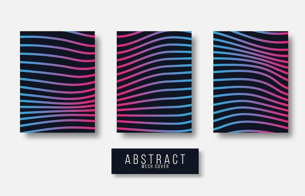 Vector colorful flyer template set minimal cover designs abstract geometric backgrounds with wavy lines