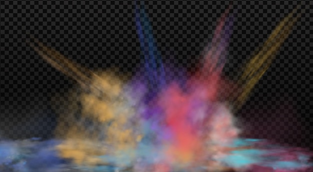 Vector colorful fog, ink swirling smoke isolated, transparent special effect.