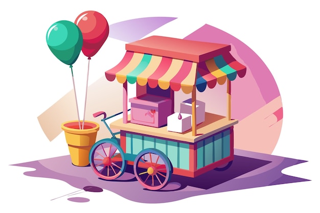 Vector a colorful food cart with balloons perfect for a festive setting