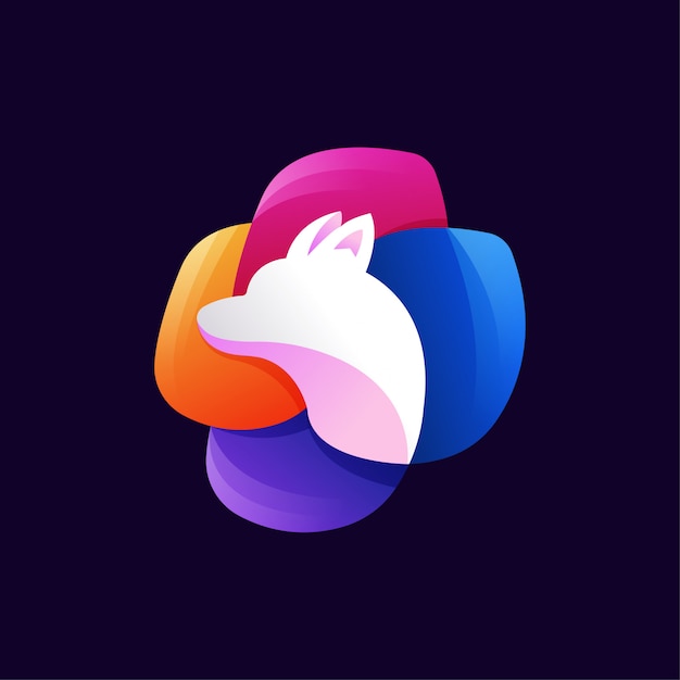 colorful fox gradient artwork logo template