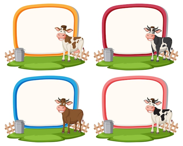 Colorful Frames with Cartoon Cows