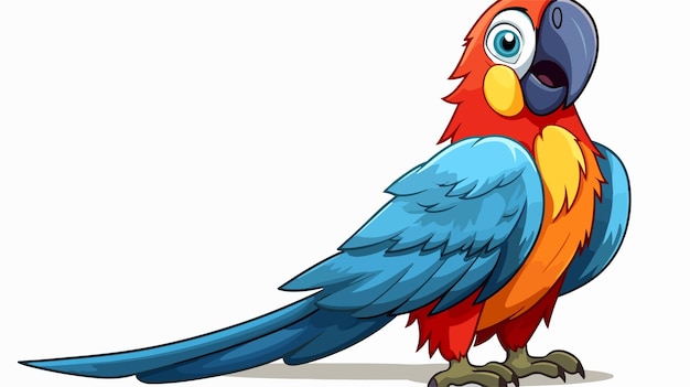 Colorful Freehand Drawn Cartoon Parrot Vector Illustration