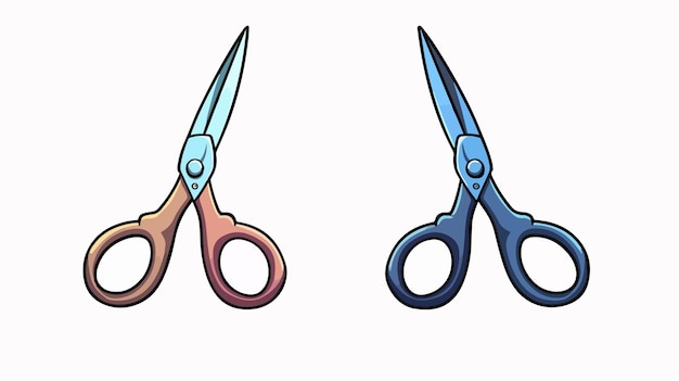 Colorful Freehand Textured Cartoon Pair of Scissors