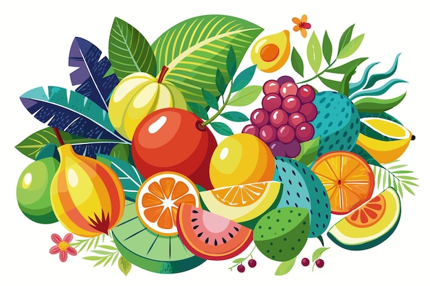 Vector colorful fresh fruits vector illustration