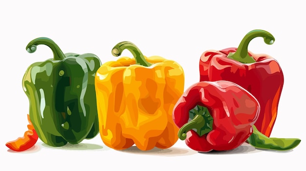 Vector colorful fresh whole peppers vector illustration