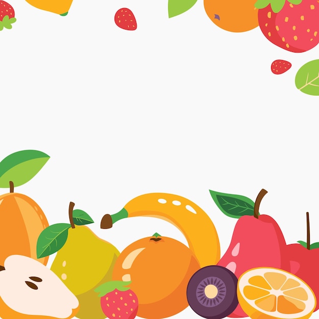 Colorful Fruit Border Design with White Background