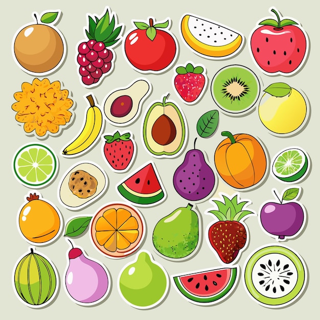 Colorful Fruit Illustration Collection Unique Fruit Images for Design