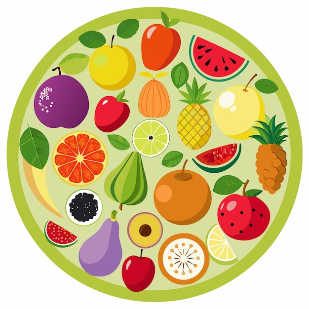 Vector colorful fruit illustration collection unique fruit images for design