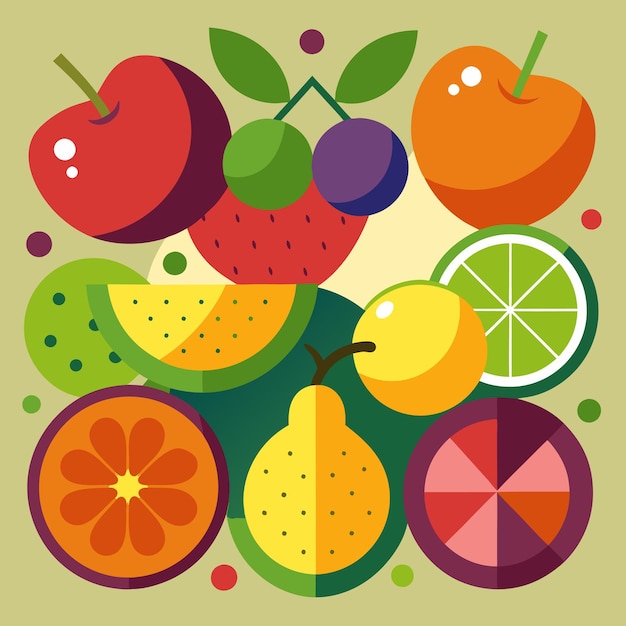 Vector colorful fruits vector