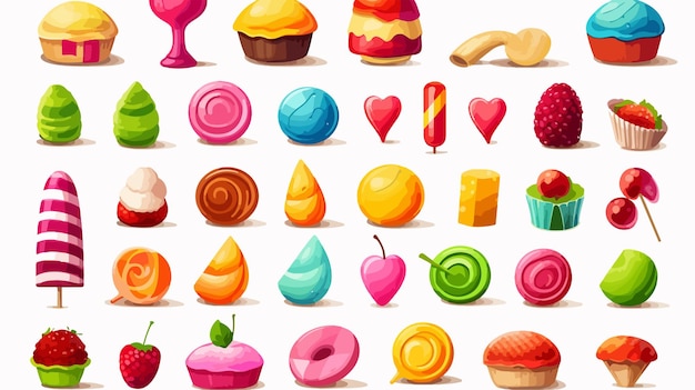 Vector colorful fruity sweets cartoon