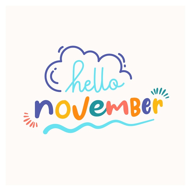 colorful fun November lettering typography