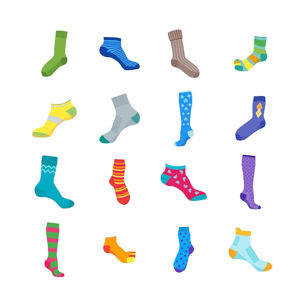 Colorful Fun Socks Set isolated on white