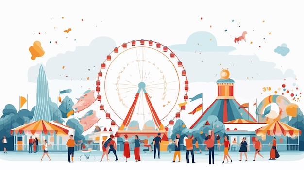 Vector colorful funfair 2021 banner illustration in flat style