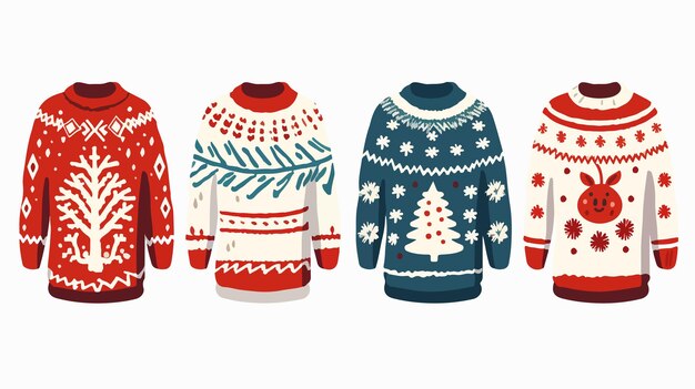 Vector colorful funny christmas sweater knitted pullover for holidays