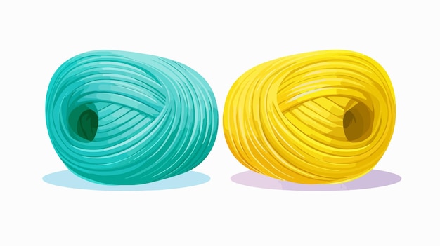 Vector colorful funny yellow and bluegreen rolled yarn vector illustration